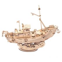 Puzzle 3d Bois | Bateau De Pêche - Robotime