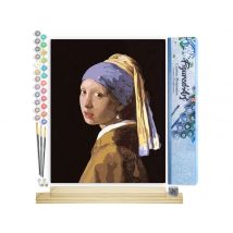 Peinture Par Numéro Figured'art - Vermeer La Jeune Fille À La Perle - Kit De Loisir Créatif Diy Numéro D'Art Complet - 40x50cm Toile Roulée + Châssis