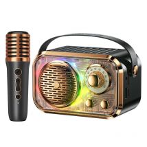 Enceinte Bluetooth Sans Fil Avec Micro Et Effets Lumineux Rgb Pour Karaoké Noir Yonis - Yonis