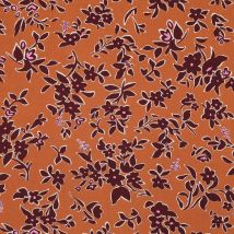 Tissu Viscose Légère Fleuris Afonso Sur Fond Rouille - Au Mètre - Craftine