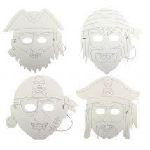 Masques Enfant Pirates Carton Blanc 25 X 28 Cm X 4 Pièces - Megacrea DIY