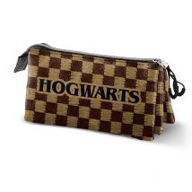 Trousse Triple Harry Potter Poudlard Damier - Cadeaux-et-anniversaire.com