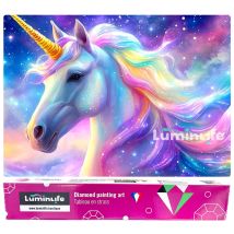 Diamond Painting Broderie Diamant Luminlife 70x50cm, 5d, Diamants Ronds - Licorne Magique - No Name