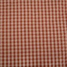 Tissu Rayures Petits Carreaux 5 Mm Terracotta Sur Fond Beige - Au Mètre - Craftine