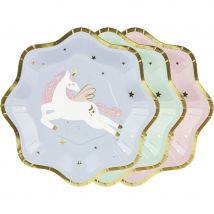 6 Petites Assiettes Licorne - PartyDeco