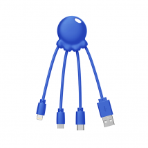 Xoopar Câble De Charge Multi-connecteurs Octopus En Plastique Recyclé Bleu