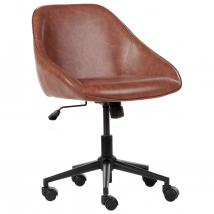 Chaise De Bureau Marron En Similicuir Réglable Pivotant Pieds En Métal Meuble De Bureau - Beliani