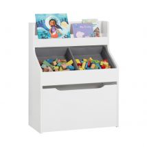 Sobuy Kmb71-w Étagère De Rangement Organisateur Jouets Et Livres, Bibliothèque Avec 2 Paniers Et 1 Compartiment À Roulettes - Sobuy