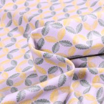 Tissu Jersey Coton Bio Rosaces De Feuilles Sur Fond Parme - Au Mètre - Craftine