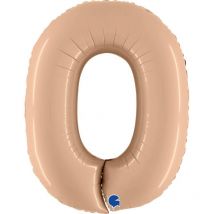 Ballon Géant Chiffre 0 Satin Nude (102 Cm) - Grabo