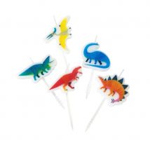 5 Mini Bougies Dino Colors (6 Cm) - TALKING TABLES