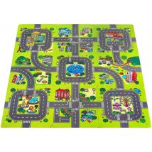 Tapis D'Eveil Tapis Puzzle Bébé 90*90 - Tapis De Jeu 9 Pièces En Mousse Eva - Circuit Voiture - Moby System