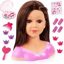 Charlène Super Modèle Tête À Coiffer Et Maquiller Cheveux Brun - Bayer Design