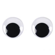 Yeux Mobiles En Plastique À Coller, 30 Mm Ø, 20 Pces, Noir / Blanc - Rayher