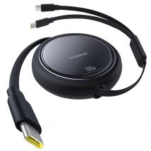 Baseus Câble Rétractable 2x Usb-c 100w Charge Rapide Et Transfert De Données Noir