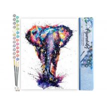 Peinture Par Numéro Figured'art - Eléphant D'Asie En Peinture - Kit De Loisir Créatif Diy Numéro D'Art Complet - 40x50cm Sans Châssis En Bois