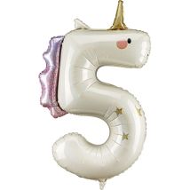 Ballon Aluminium Géant Licorne Chiffre 5 - 93 Cm - PartyDeco