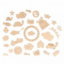 32 Mini Silhouettes En Bois - Jolies Comptines - Artemio