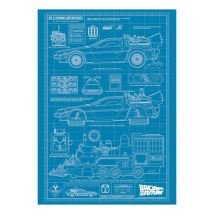 Retour Vers Le Futur - Lithographie Time Machine Blueprint Limited Edition 42 X 30 Cm - Fanatikk
