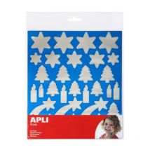 Gommettes Métallisées Noel Argenté X 88 - Apli