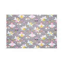 Tissu Enfant Matelassé Fées Roselia Gris Vendu Au Mètre - Distrifil