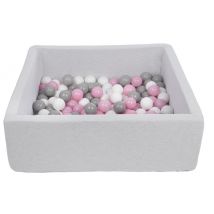 Piscine À Balles Pour Enfant, 90x90 Cm, Aire De Jeu + 150 Balles Blanc,rose Clair,gris - Velinda