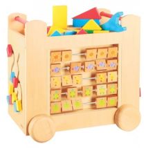 Beeboo - Grand Chariot D'Activités En Bois Sur Roulettes - 44 Pièces - Cube De Marche - Jouet D'Éveil