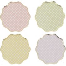 8 Assiettes Vichy Lilas, Rose, Jaune, Vert - Annikids
