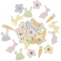 100 Confettis Pâques Jaune, Rose, Lilas, Vert Et Or - Annikids