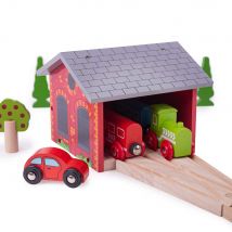 Hangar Pour Deux Locomotives – Train En Bois | - Bigjigs - Vert - Bigjigs Toys