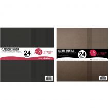 48 Papiers Scrapbooking Noir + Marron - 300g/ M² - Infocrea