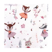Tissu Coton Enfant Fillette Animal Blanc Vendu Par 50 Cm - Distrifil