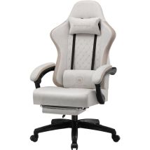 Chaise Gaming Ergonomique Gtplayer Papillon - Tissu - Beige - 50x54x135 Cm - Gtplayer