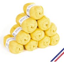 10 Pelotes De Laine - Safran - 100% Coton Bio - 3mm - Tricot Et Crochet - Bergère De France - Bergere de France