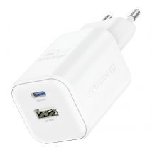Swissten Chargeur Secteur Usb C Gan 45w + Usb 18w Charge Rapide Design Compact Blanc