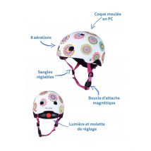 Casque De Vélo Et Trottinette Doodle Dots Avec Boucle Magnétique Et Lumière Led Taille Xs - Micro