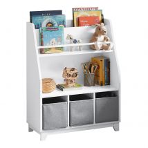 Sobuy Kmb34-w Bibliothèque Étagère À Livres Étagère De Rangement Jouets Pour Enfants Porte-revues Avec Compartiments - Sobuy