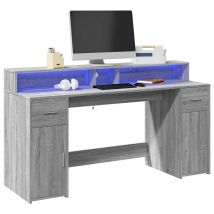 Bureau Table Poste De Travail Meuble D'Ordinateur Informatique Étude Et Lumières Led