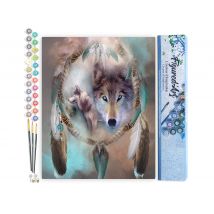 Peinture Par Numéro Figured'art - Loups Et Plumes - Kit De Loisir Créatif Diy Numéro D'Art Complet - 40x50cm Sans Châssis En Bois
