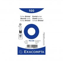 Paquet 100 Fiches Sous Film - Bristol Uni Non Perforé - 75x125mm - Blanc - X 20 - Exacompta