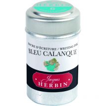 6 Cartouches D'Encre - Bleu Calanque - Pour Stylos Plume Et Roller - Herbin - Jacques Herbin