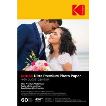 Kodak Ultra Premium Photo Paper 9891626 - Pack 60 Feuilles Papier Photo Haut De Gamme - Format 10 X 15 Cm (a6) - Finition Brillante - 280 Gsm - 