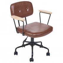 Chaise De Bureau Marron En Cuir Pu Hauteur Règlable Fauteuil Pivotant Pour Espace De Travail Rétro Traditionnel Home Office - Beliani