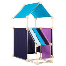 Jeu De Construction Géant En Bois Trigonos Family Boîte Carton Fabriqué En Espagne - 79 Pces Bleu