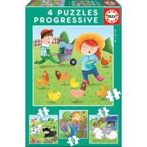 Puzzle - Enfant - Dès 3 Ans - 4 Modèles - Les Animaux De La Ferme - Educa - Educa Borras