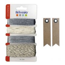Assortiment De Ficelles Argentées + 20 Étiquettes Kraft Fanion - Youdoit