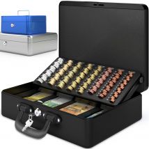 Caisse À Monnaie Professionnelle Xl 36x27x11cm- Coffret Monnaie Acier- Monnayeur 2 Clés Compartiments Monnaie- Poignée Robuste- Acropaq - Acropaq