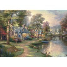 Puzzle 1000 Pièces - Puzzle En Bois - Le Village Au Bord Du Lac - Schmidt Spiele