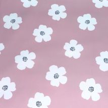 Tissu Imperméable Déperlant Jexy Fleur Sur Fond Rose - Au Mètre - Craftine