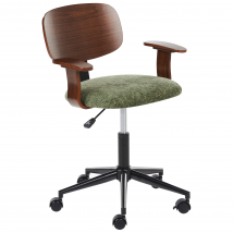 Chaise De Bureau Bois Foncé Et Siège En Polyester Vert Fonction Pivotante Réglable Pieds En Métal Mobilier De Bureau Élégant - Beliani